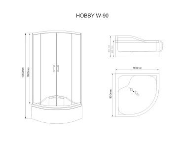 Kabina prysznicowa Hobby R55 90 chrom z brodzikiem