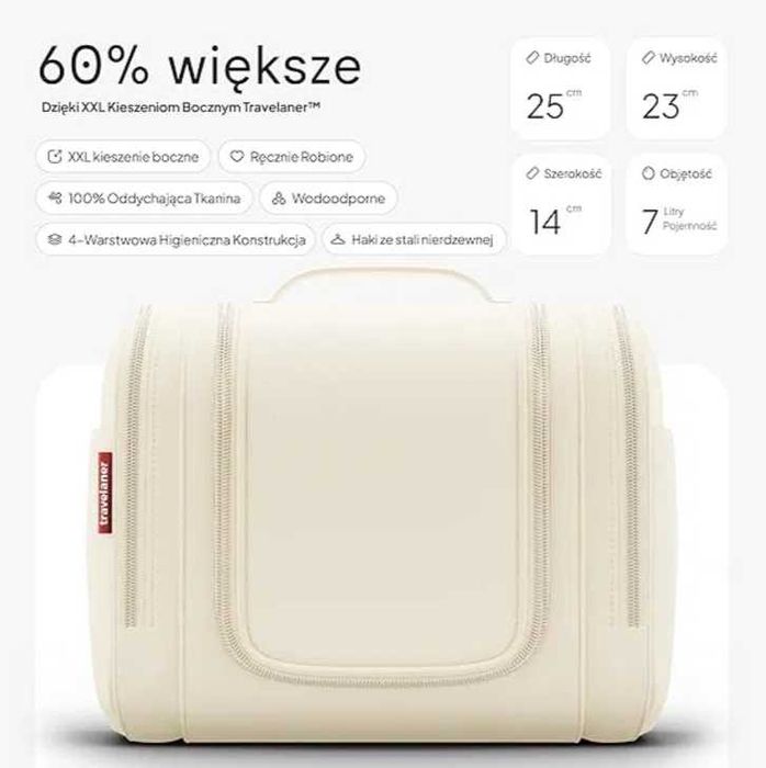 Pojemna, Podróżna Kosmetyczka Nowoczesny Design, do zawieszenia