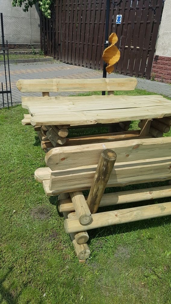 Meble ogrodowe stół ława ławki grube solidne ciężkie różne wzory