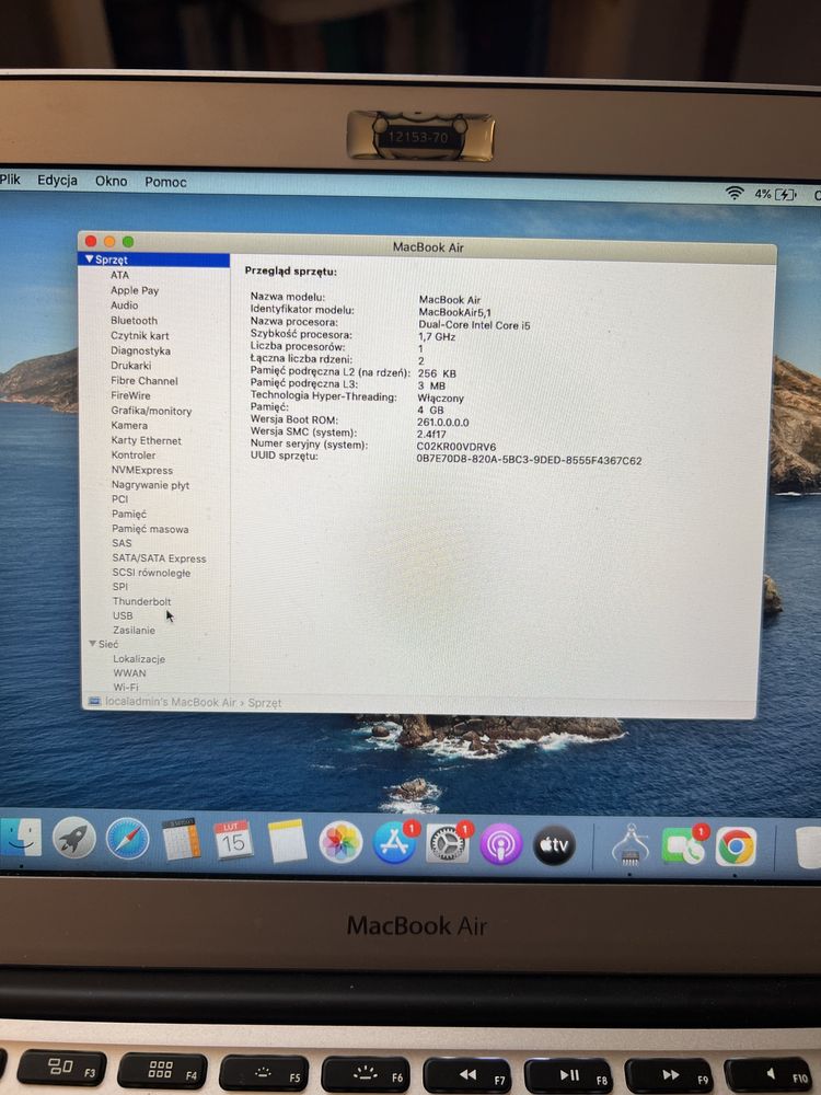 MacBook Air 5,1 model A1465 EMC2558