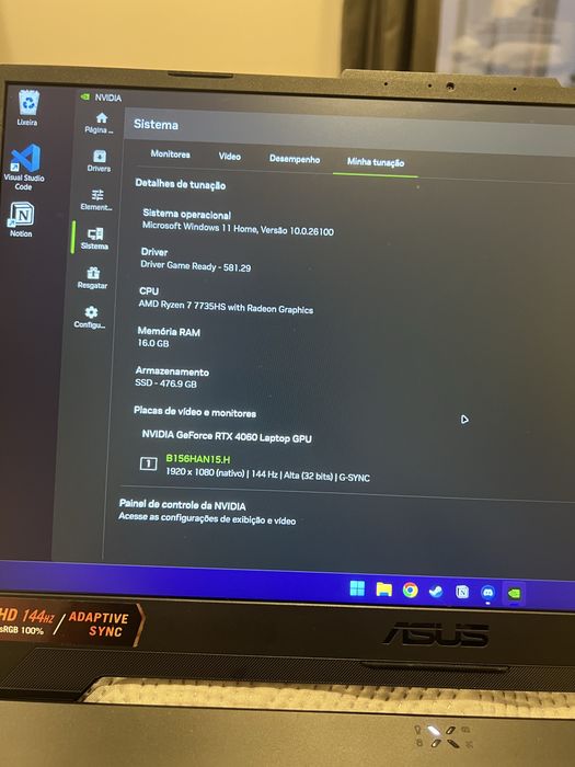 Notebook gamer Asus A15 RTX 4060 ryzen7