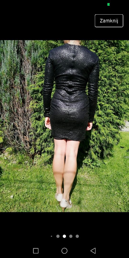 Czarna sukienka cekinowa błyszcząca