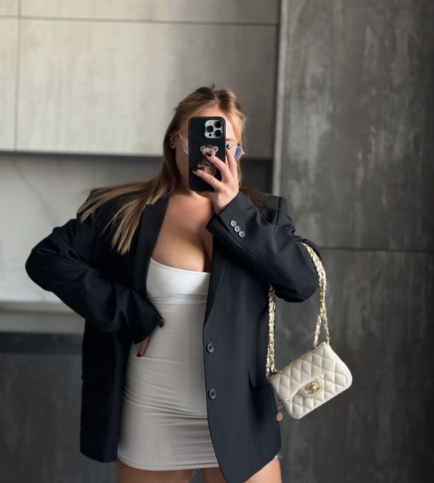 Чорний оверсайз піджак пиджак жакет блайзер базовий на підкладці