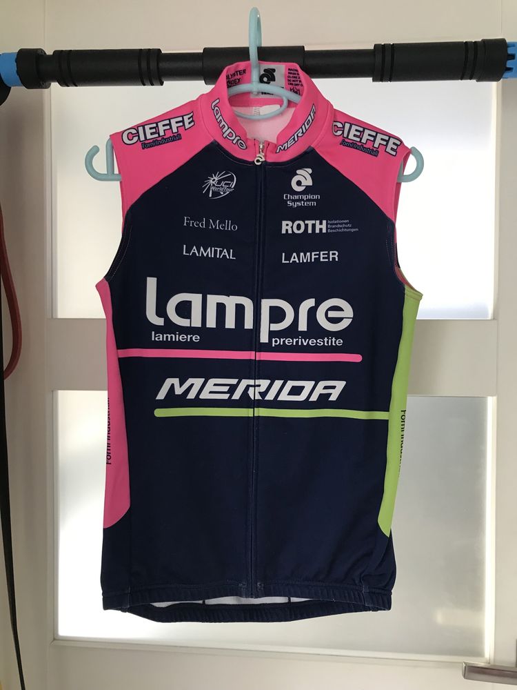 Komplet rowerowy koszulka ciepła i kamizelki Lampre Merida Pro