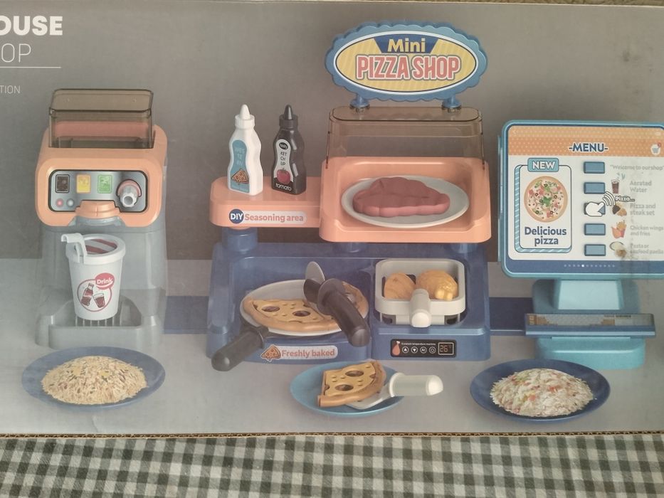 Набір ''Піцерія'' каса, прилавок, апарат з напоями, фритюр, їжа, посуд