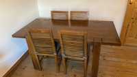 MESA de madeira maciça e 6 cadeiras - conjunto