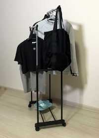 Стойка вешалка для одежды напольная передвижная двойная на колесиках