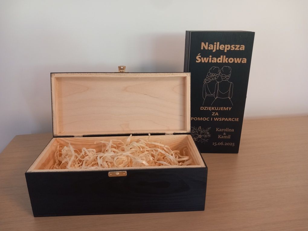 Podziękowanie dla świadków  2 x pudelko na whisky czarne ślub wesele
