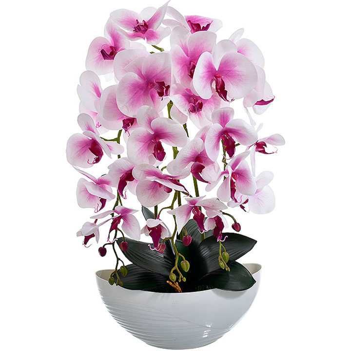 Storczyk donica sztuczne kwiaty orchidea dekoracja salonu liście