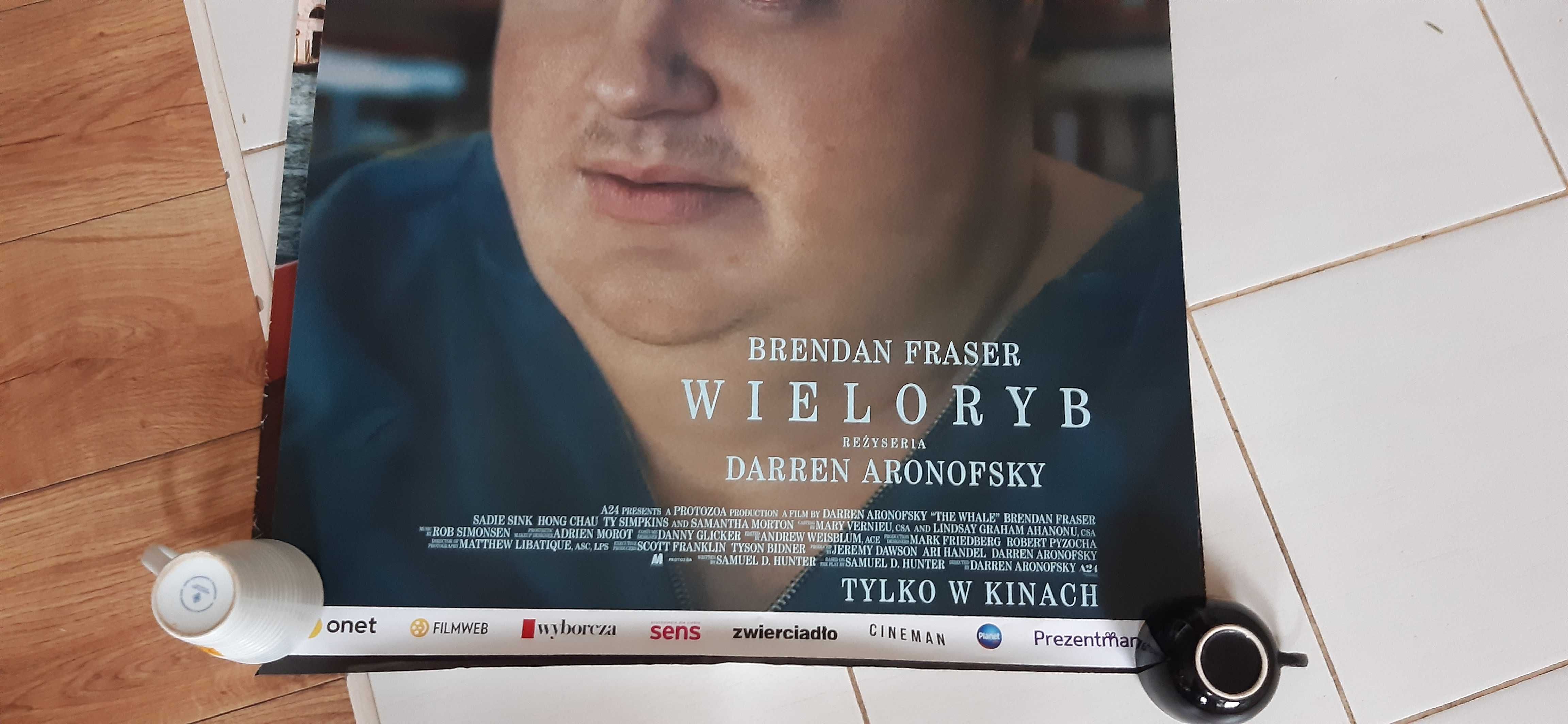 stary plakat kinowy z filmu wieloryb brendan fraser