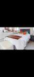 Conjunto completo cabeceira de cama veludo cinza + sommier+ colchão