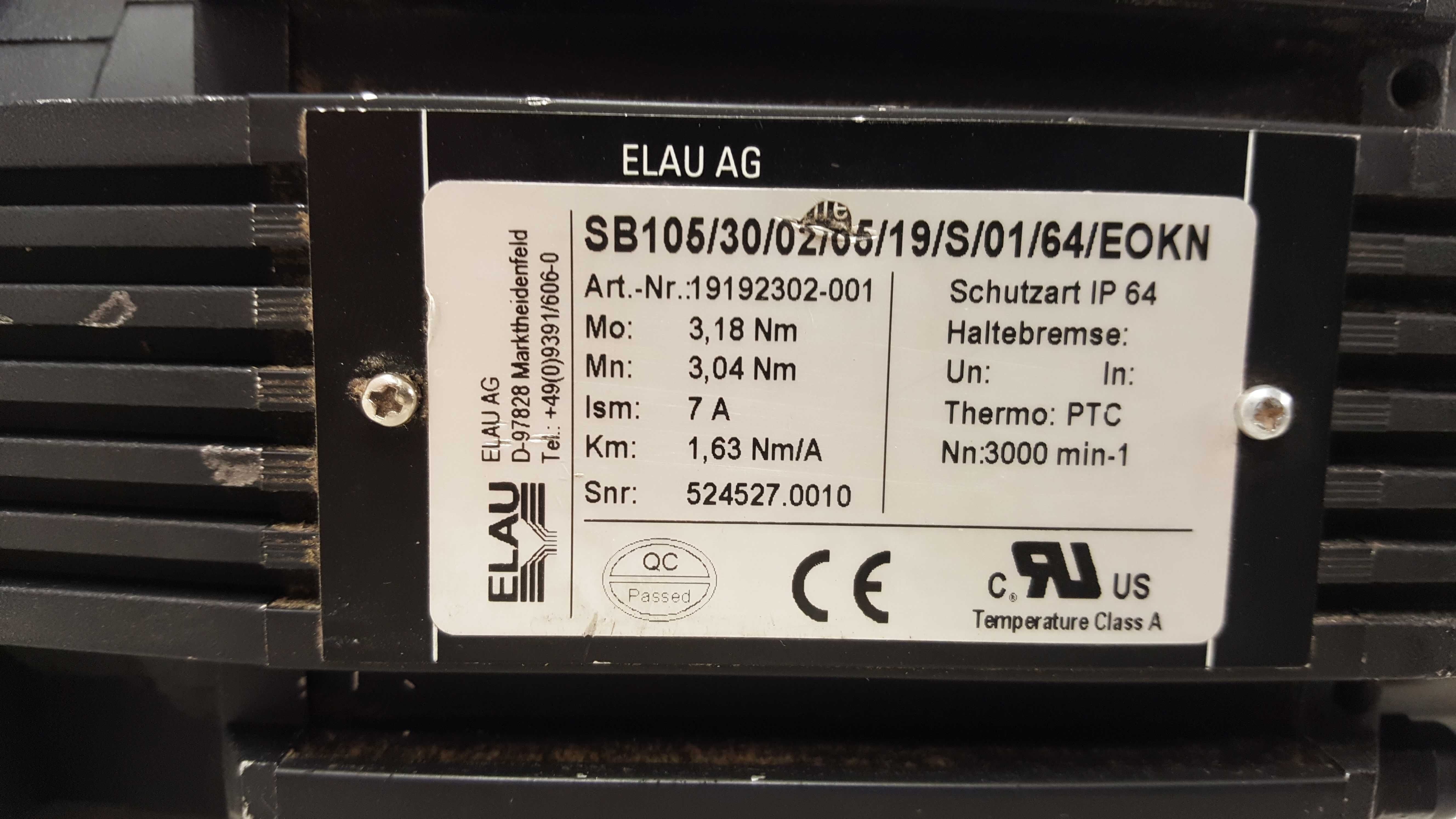 ELAU SERVO MOTOR SB105/30/02/05/19/S/01/64/EOKN Pfeffer RPL 11-1 SK