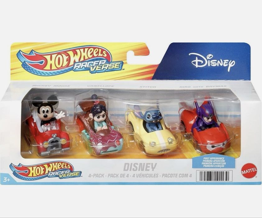 Hot Wheels Racer Verce Disney 4pack Mickey Mouse Vanellope Stitch Hiro