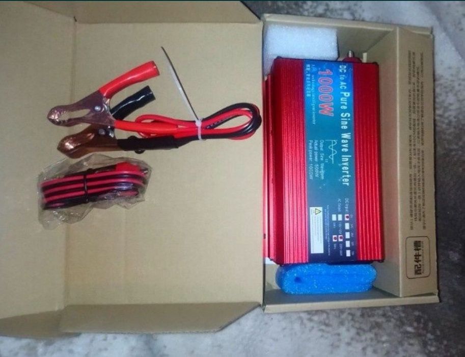 Инвертор 12 220 вольт 500 ватт. Пиковая мощность 1000 ватт. Чистый син