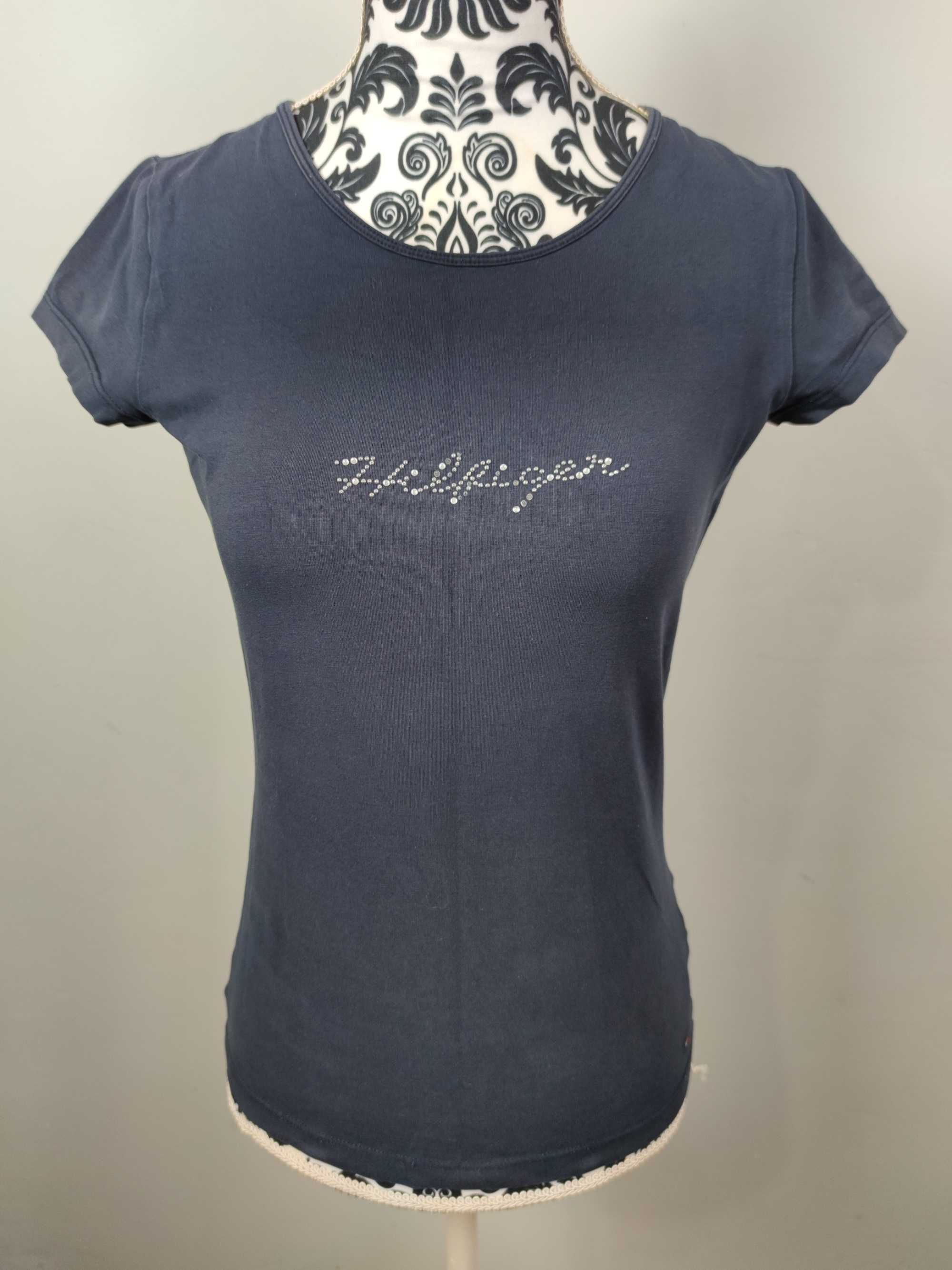 Granatowa bluzka koszulka t-shirt top krótkie rękawy Tommy Hilfiger S