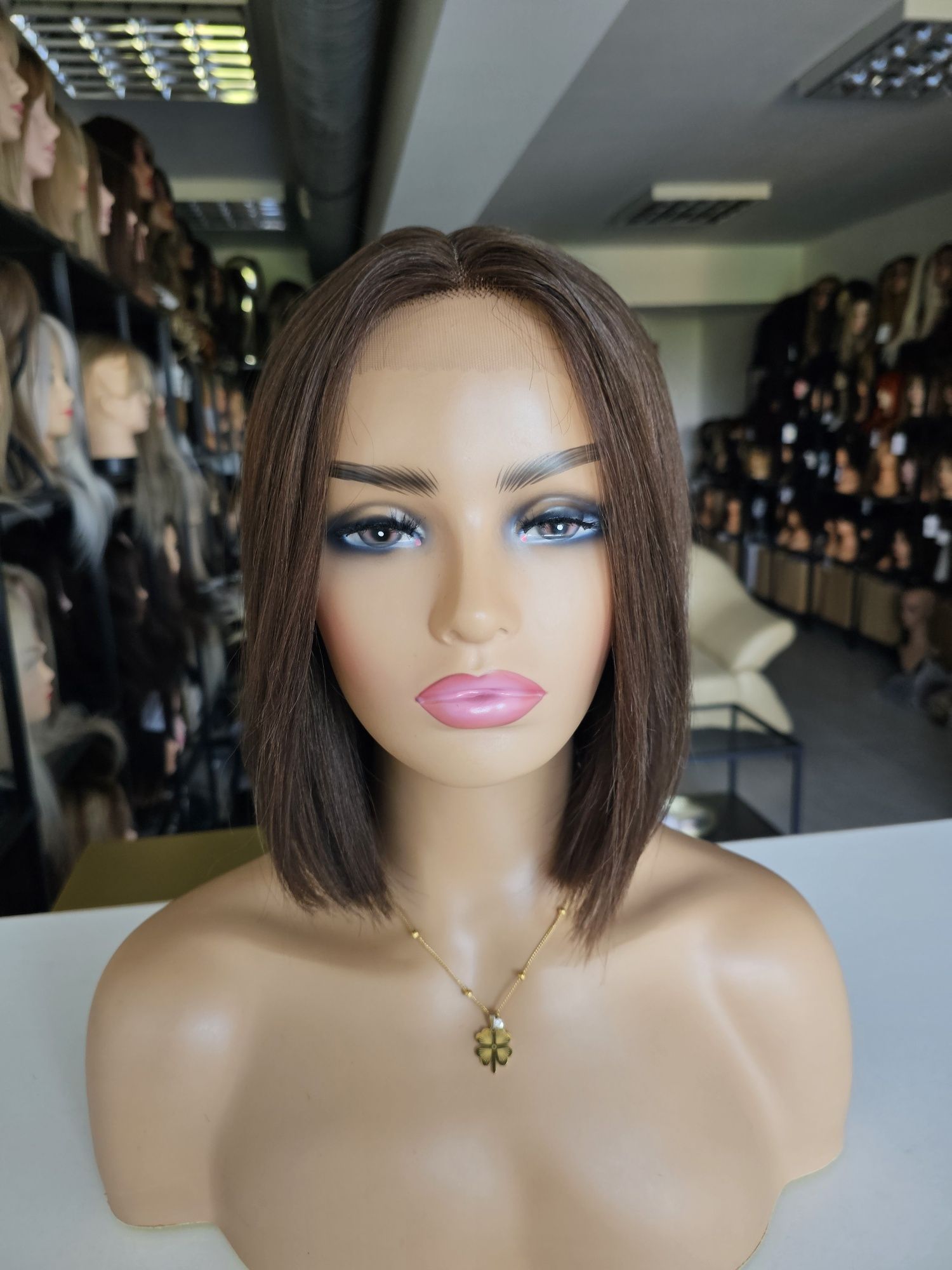 Peruka z włosów naturalnych w 100% Monika naturalny brąz  lacefront