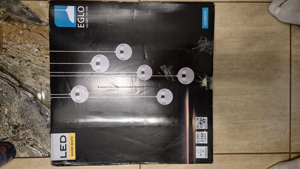 Eglo led Żyrandol na lince 6 kul szklanych