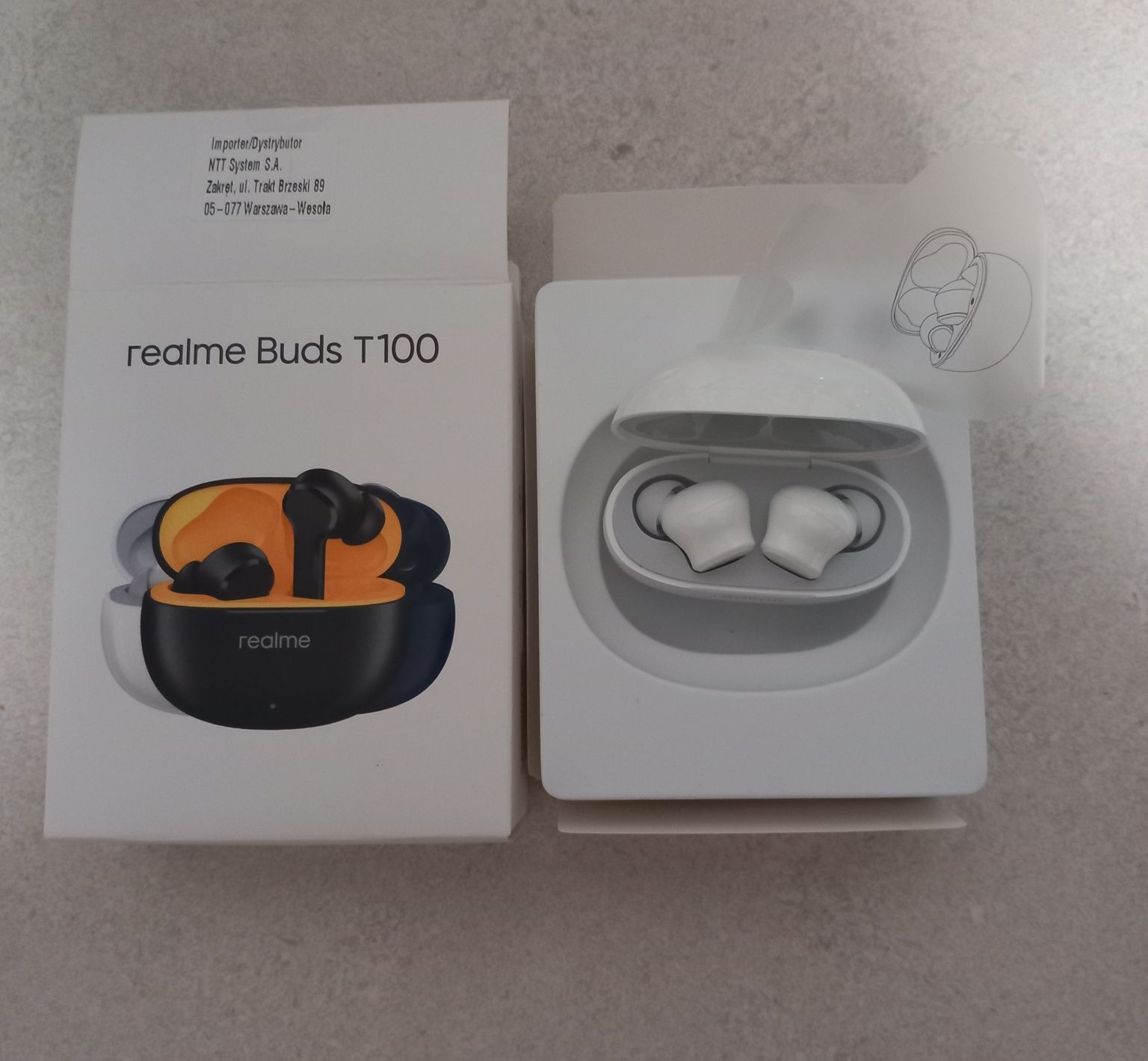 Słuchawki białe bezprzewodowe "Realme Buds T100