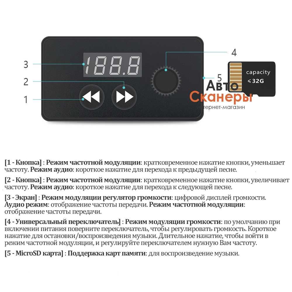 Адаптер ELM 327 - Плеер/FM радио/Диагностика