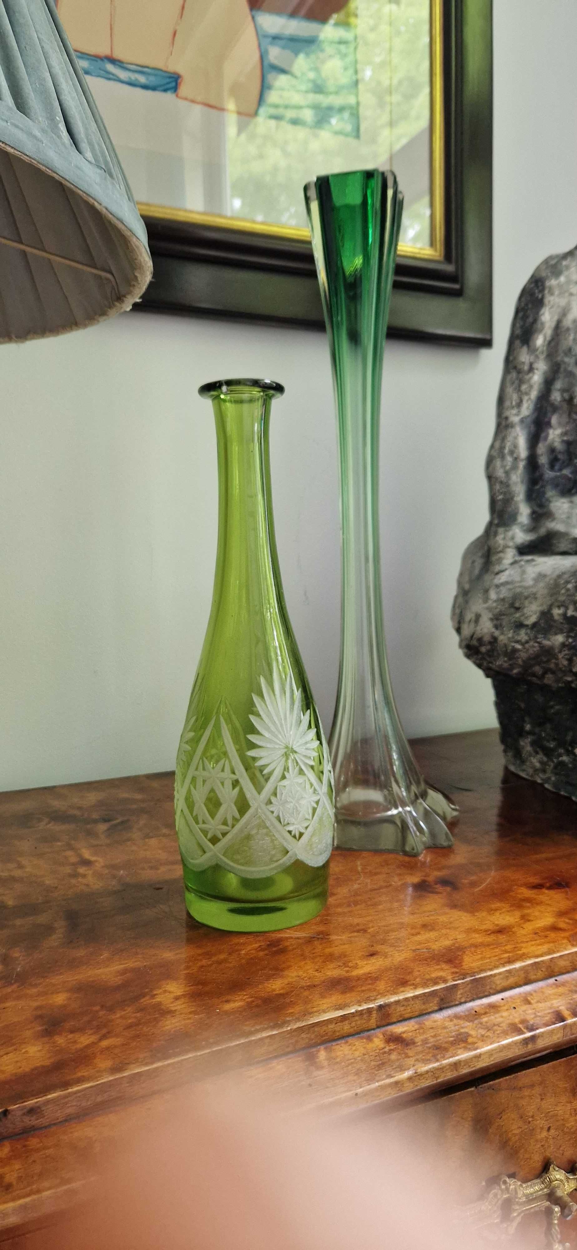 Wazon flecik zielony krysztal murano dekor antyk mid century design