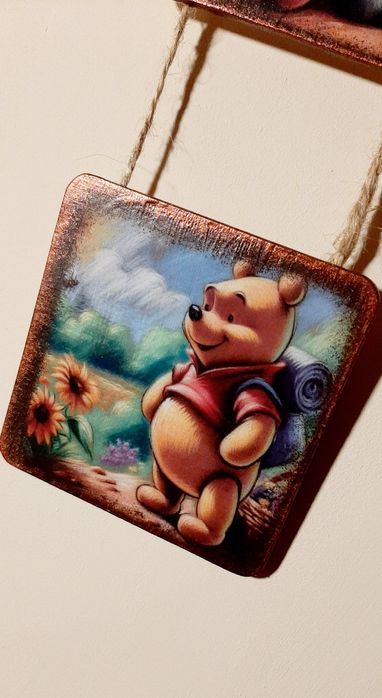 Zawieszki na ścianę ręcznie zdobiony prezent rękodzieło Kubuś Puchatek