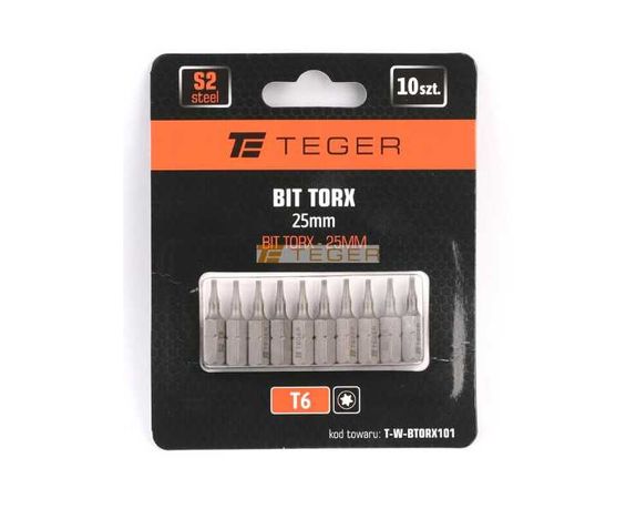 TEGER Bit TORX 25 mm/T6 (Zestaw 10 SZT)