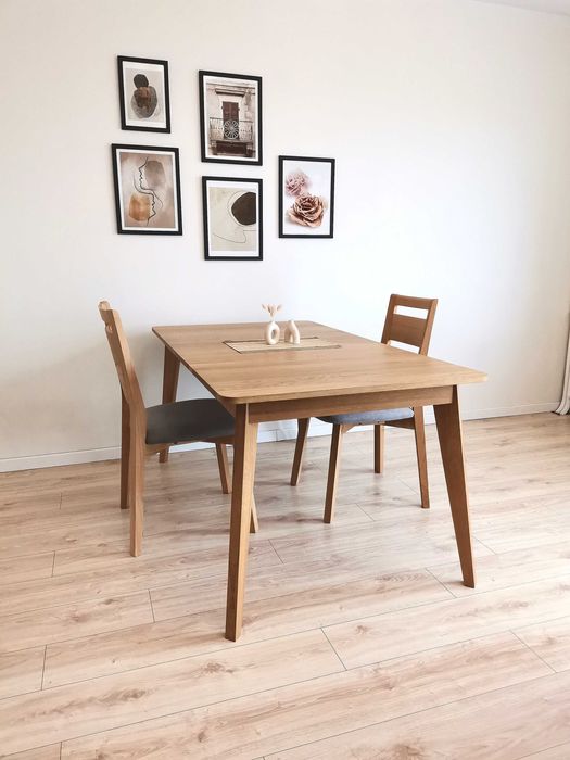 Stół drewniany rozkładany-lite drewno dębowe-chowana wkładka