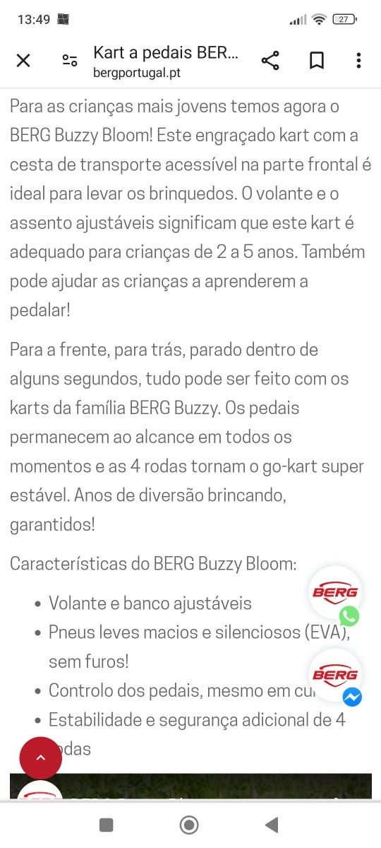 Kart criança Berg