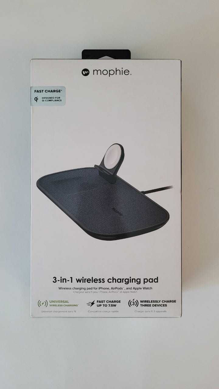 Зарядка беспроводная Mophie 3-in-1 Wireless Charging Pad Black