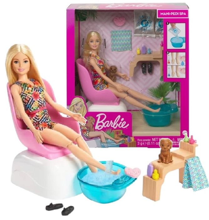 LALKA Barbie Mani-pedi Salon SPA do Manicure Pedicure z PIESKIEM
