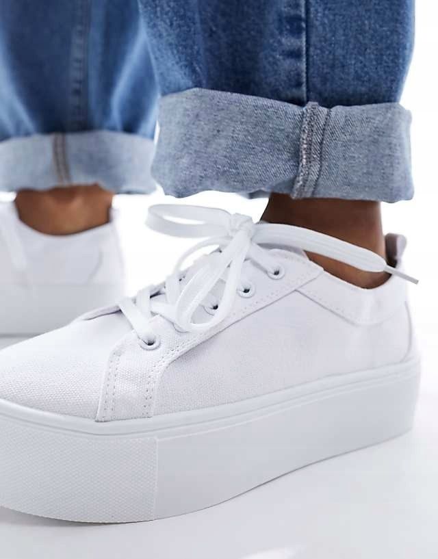Asos Design 36 Białe Trampki Divide Na Platformie H16618