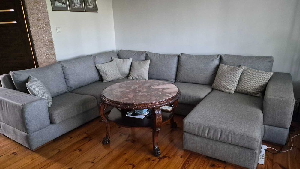 Nowoczesny, duży wypoczynek, narożnik z szezlongiem