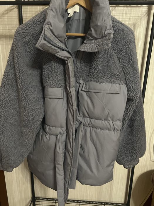 Куртка удлиненая серо голубая