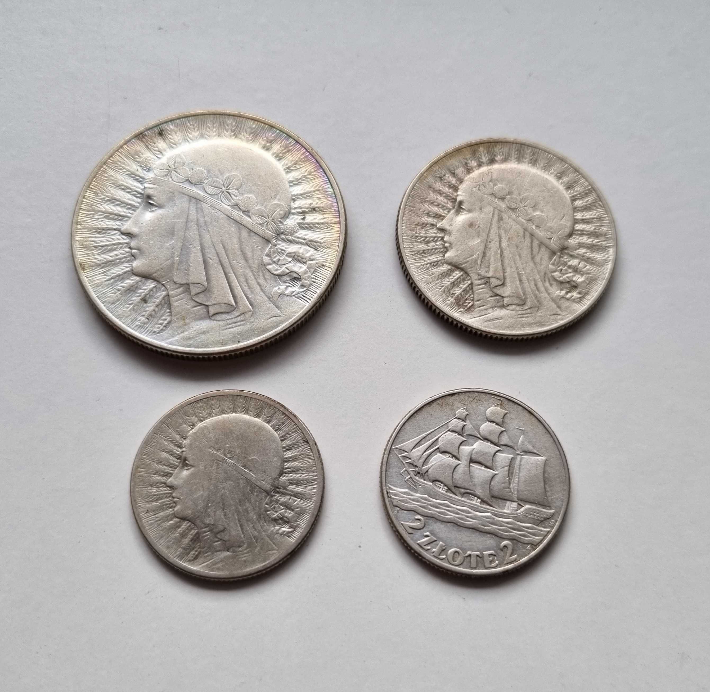 2, 5, 10zł zestaw monet II RP