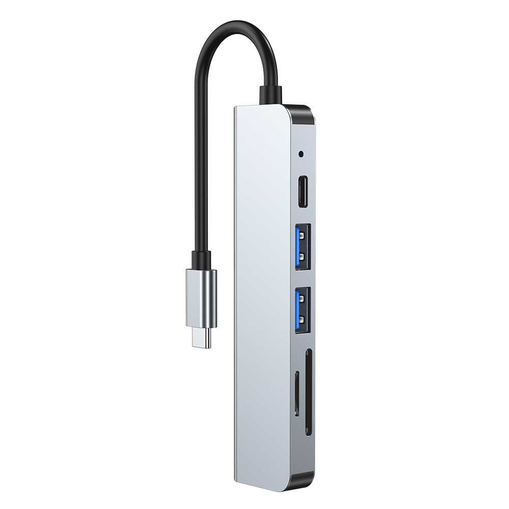 Rozgałęziacz USB HUB przejściówka USB-6w1 2xUSB HDMI SD TYP-C