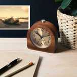 Zegar Analogowy Navaris drewniany retro alarm drzemka podświetlenie