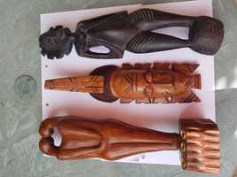 Arte Africana - 3 Estatueta - 1  em loiça +2  em madeira