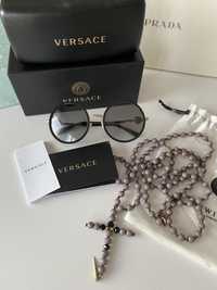 Versace okulary okrągłe czarne złote meduzy koła