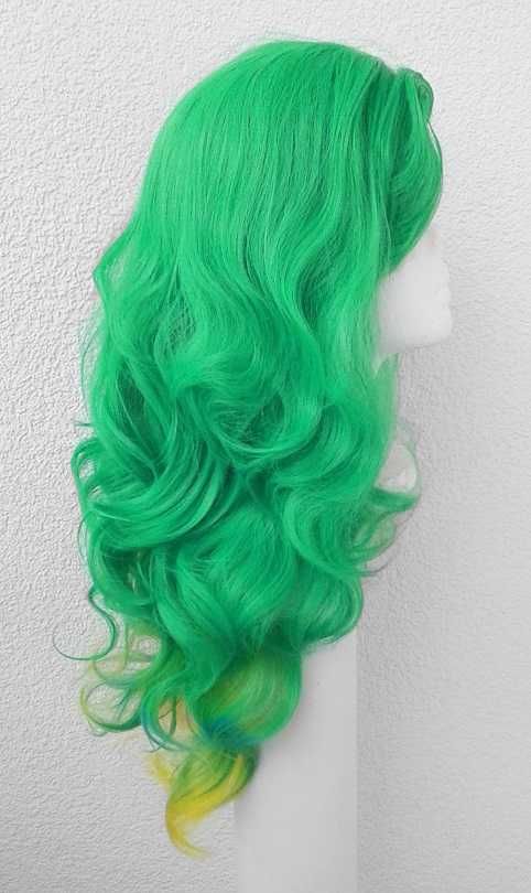 Zielona ombre gradient peruka falowana długa cosplay wig zielony