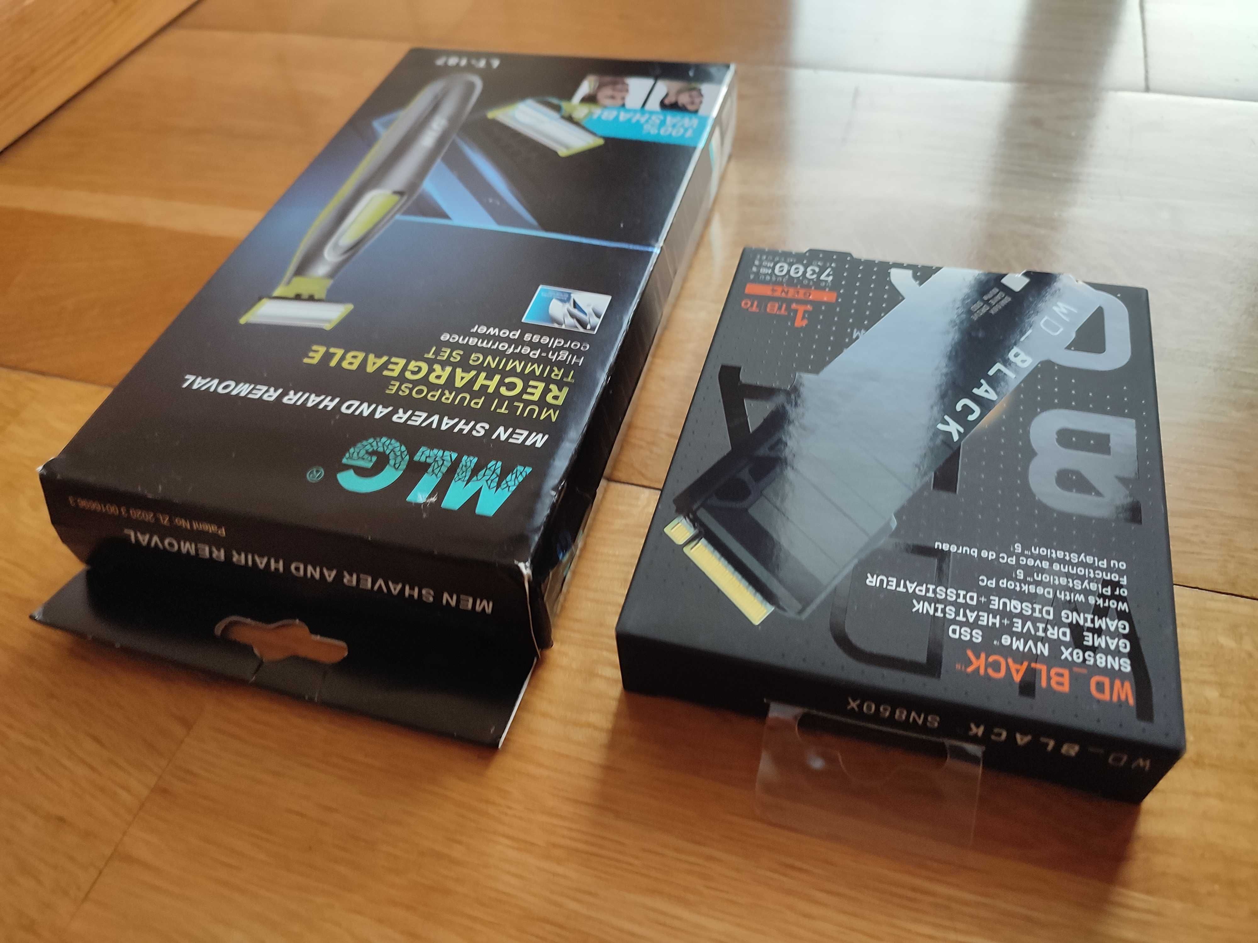 Golarka bezprzewodowa MLG (Li-Po) + dysk SSD WD BLACK SN850X 1TB. Nowe