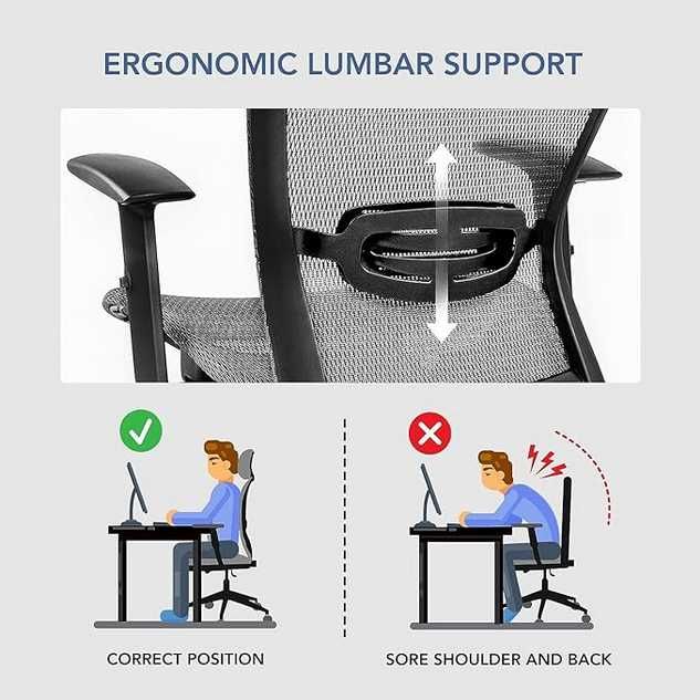 ergonomiczne krzesło biurowe z dużym oparciem, OC3B