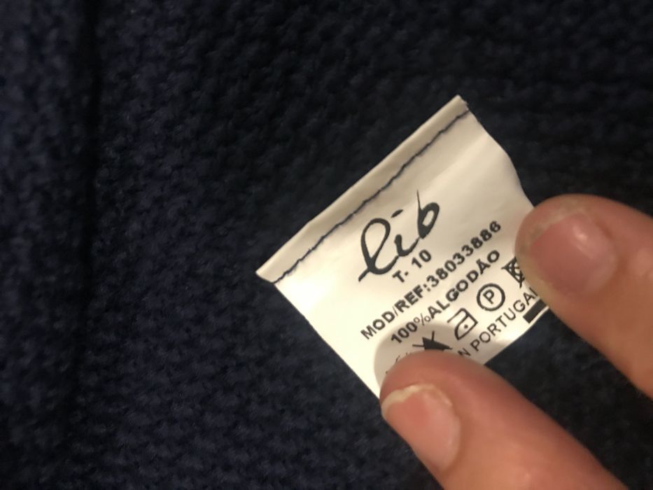 Casaco de algodão azul marinho tam 10 anos