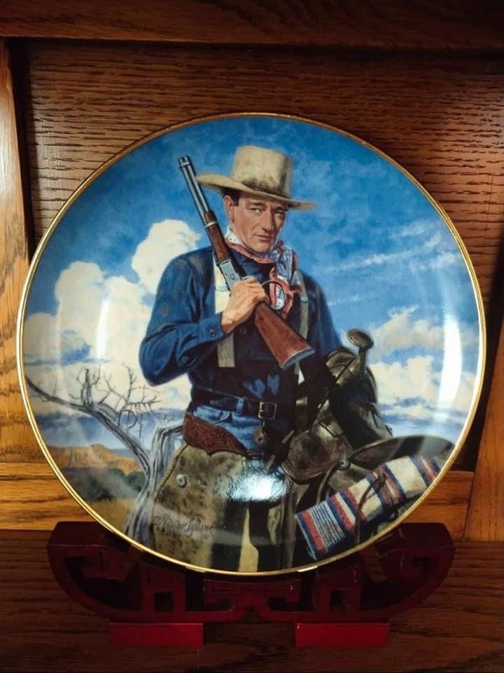 JOHN WAYNE Franklin Mint Kolekcjonerski Talerz Western Obraz Bibeloty