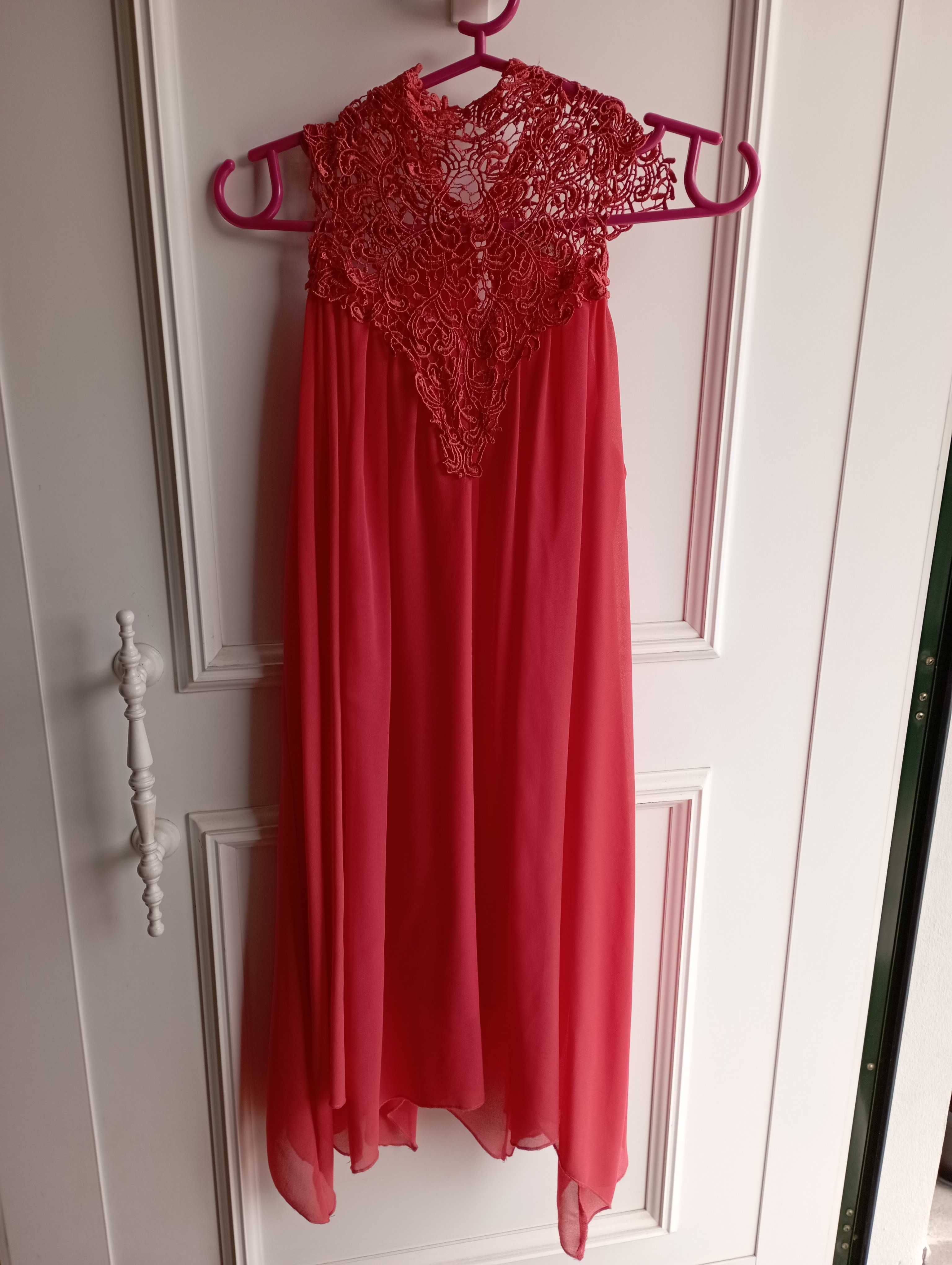 Vestido cerimonia/ clássico cor coral