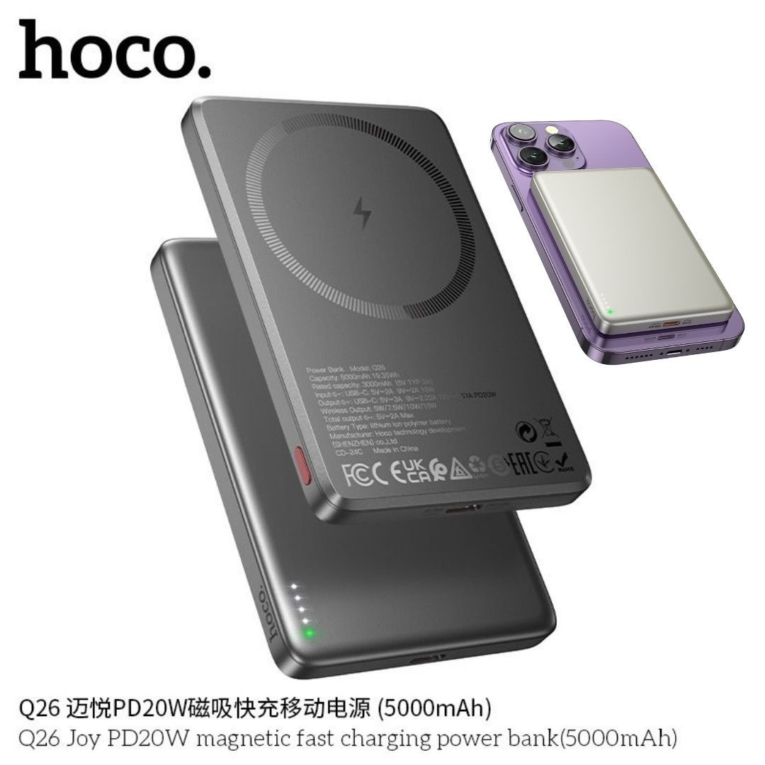 Повербанк Magsafe Hoco Q26 5000mAh металевий магнитная зарядка iphone