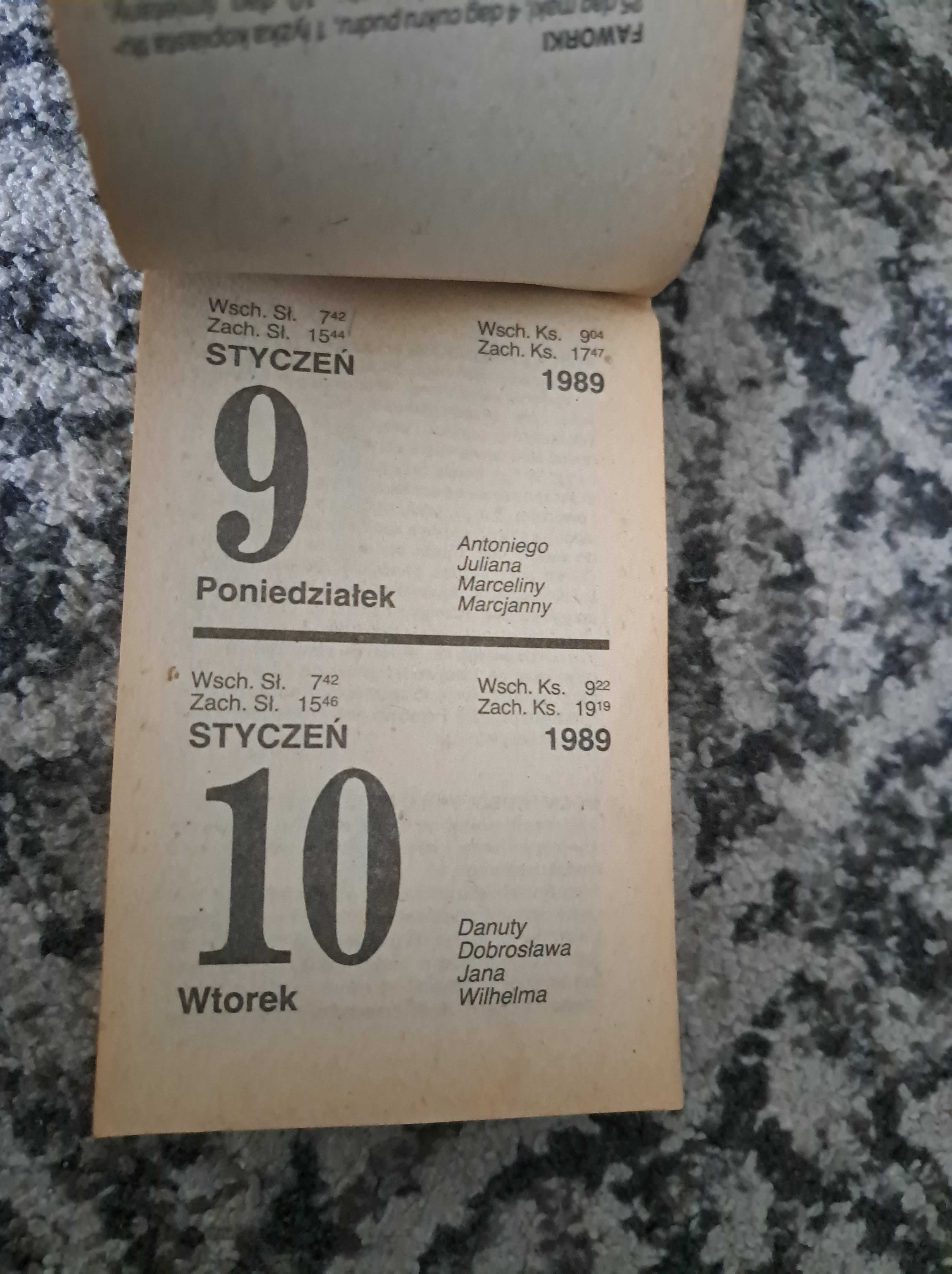 Kalendarz zdzierak 1989 Przepisy kulinarne i porady domowe