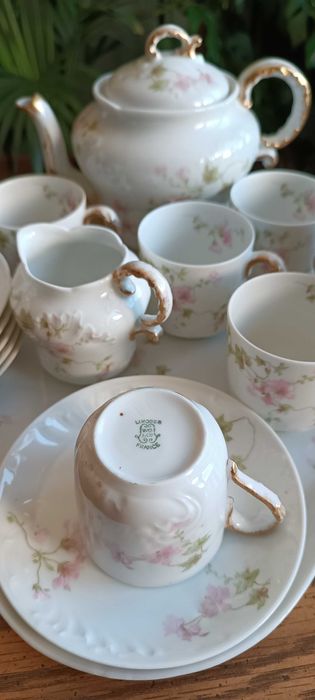 Duo do mokki (filiżanka i spodek) W. Guérin & Cie, Limoges.