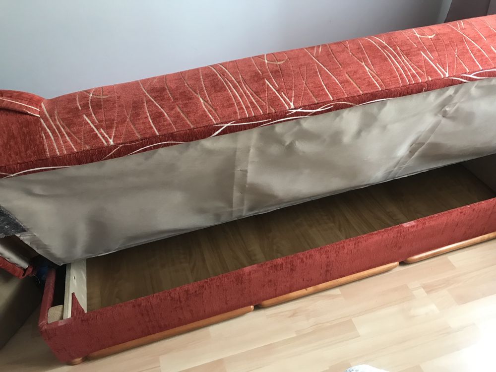 Piękna rozkładana kanapa łóżko funkcja spania 192 x 120 pomarańczowa z