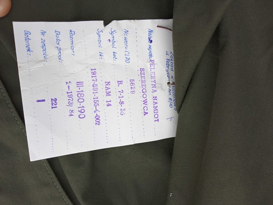 Peleryna wojskowa pałatka namiot