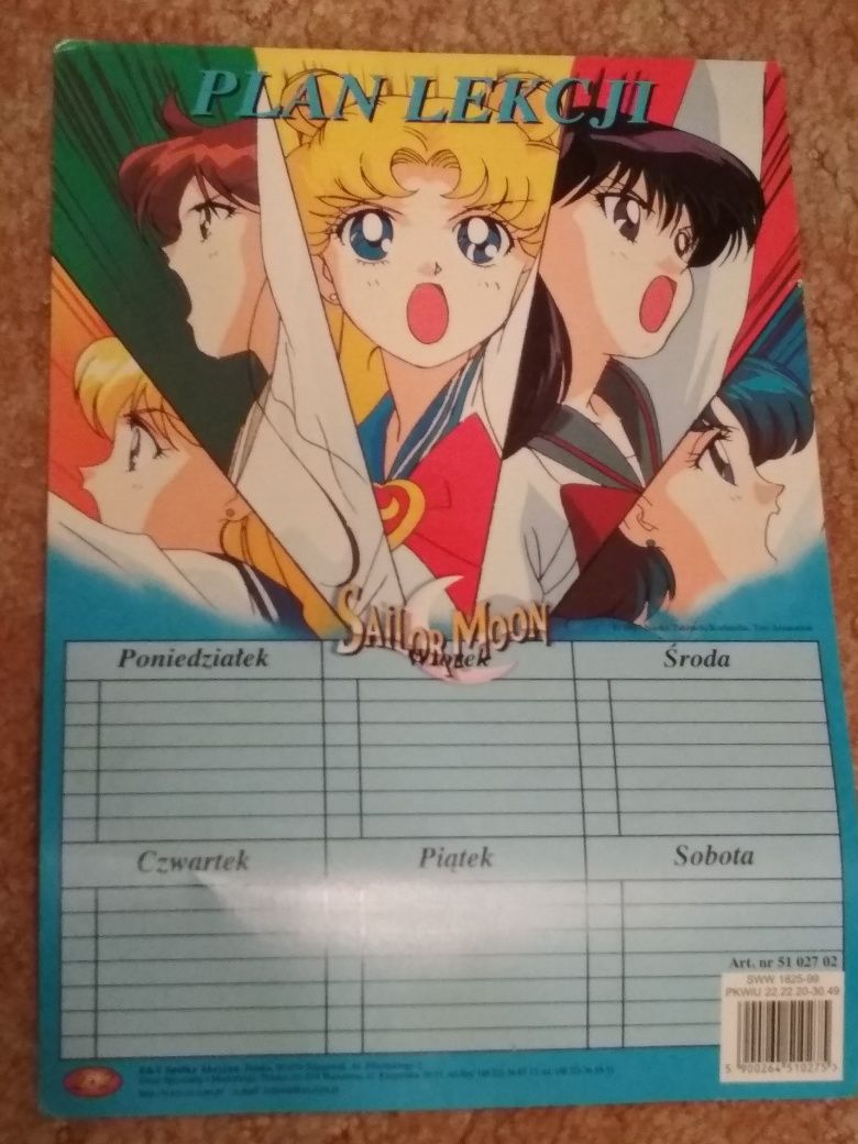 Plan lekcji Sailor Moon - unikat z lat 90